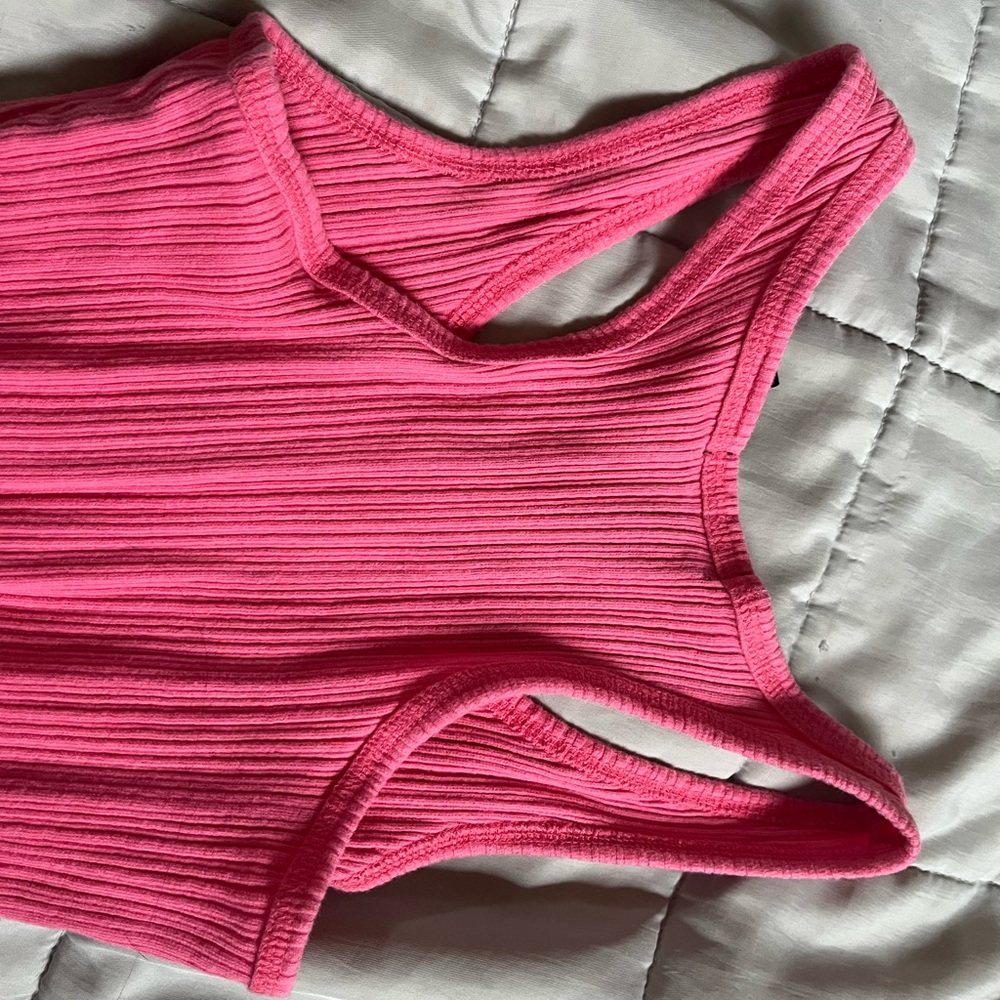 Simply Be Vibrant Pink Ribbed Tank Top - Picture 3 of 3